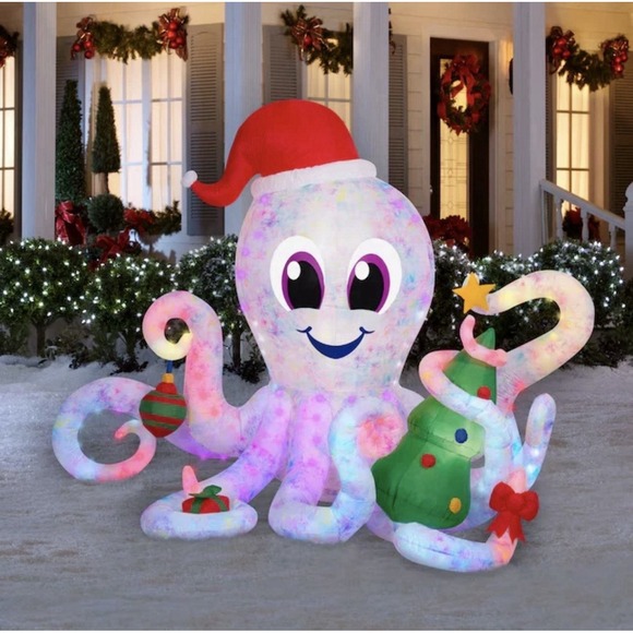Holiday Living 6ft Octopus Lighted Christmas Airblown Inflatable Yard Decor NEW